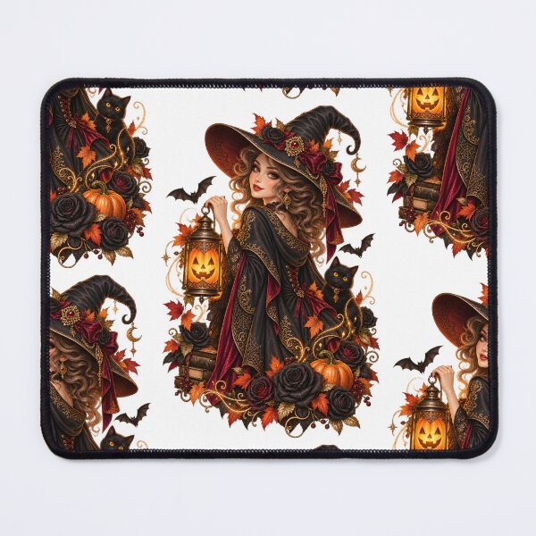 Item preview, Gothic Halloween Witch – Pumpkin Lantern & Autumn Roses designed and sold by Clothes With Smiling Animals Walt Gral.