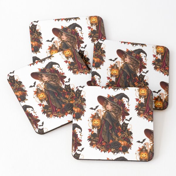 Item preview, Gothic Halloween Witch – Pumpkin Lantern & Autumn Roses designed and sold by Clothes With Smiling Animals Walt Gral.