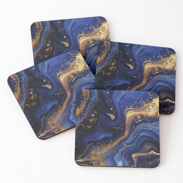 Item preview, Deep Blue and Golden Agate Fluid Art designed and sold by Artdavesalzburg.
