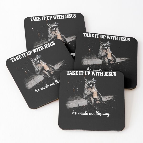 Item preview, Take It Up With Jesus Funny Raccoon Christian Humor designed and sold by Krwasatoune.
