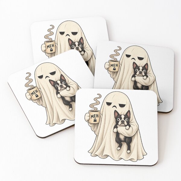 Item preview, Meh Ghost and Boston Terrier Coffee Funny Halloween Design designed and sold by WILLIAMS-BR.