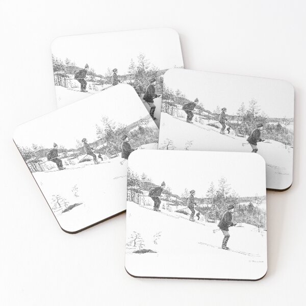 Item preview, Vintage Nordic Skiers Winter Landscape Engraving designed and sold by Antique Science Press.