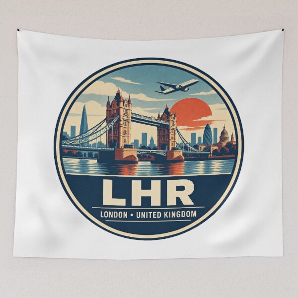 Item preview, LHR London Airport Code Retro Travel Badge designed and sold by CLOUTKULT.