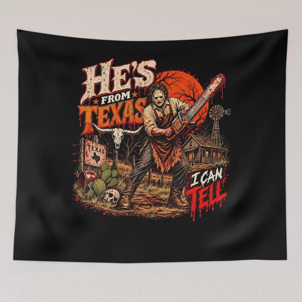 Item preview, Hes From Texas I Can Tell Chainsaw Horror Halloween designed and sold by Krwasatoune.
