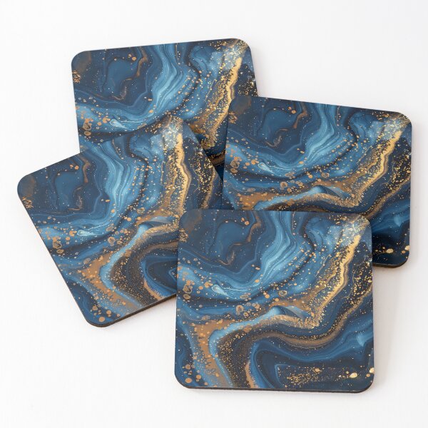 Item preview, Elegant Navy Blue and Gold Marble Fluid Art designed and sold by Artdavesalzburg.