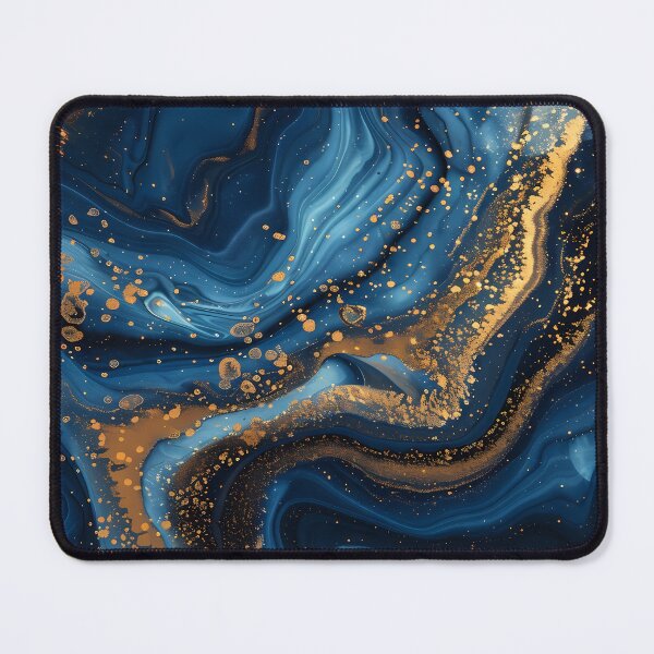 Item preview, Elegant Navy Blue and Gold Marble Fluid Art designed and sold by Artdavesalzburg.