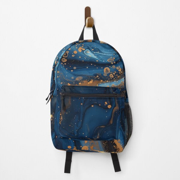 Item preview, Elegant Navy Blue and Gold Marble Fluid Art designed and sold by Artdavesalzburg.