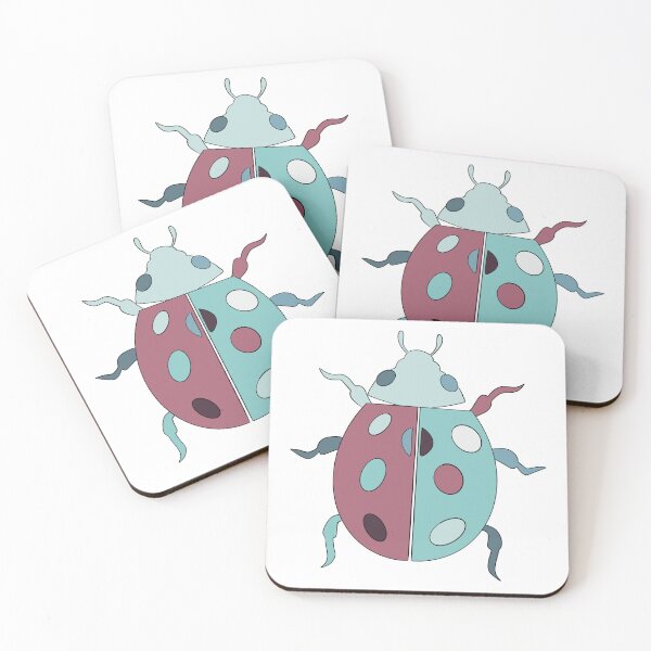 Item preview, Aqua & Pink Ladybird - Geometric Cute Insect Art designed and sold by iampaulmorris.