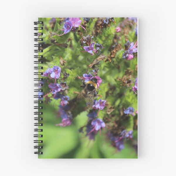 Item preview, Bumblebee pollinating purple wildflowers - Cottage garden nature designed and sold by Cha-s-lens.