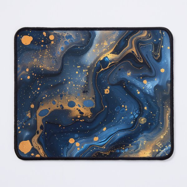 Item preview, Cosmic Navy Blue & Gold Fluid Art Drops designed and sold by Artdavesalzburg.