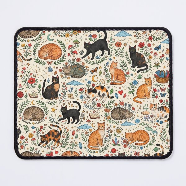 Item preview, Cute Vintage Cat Folk Art Pattern designed and sold by Iampoji.