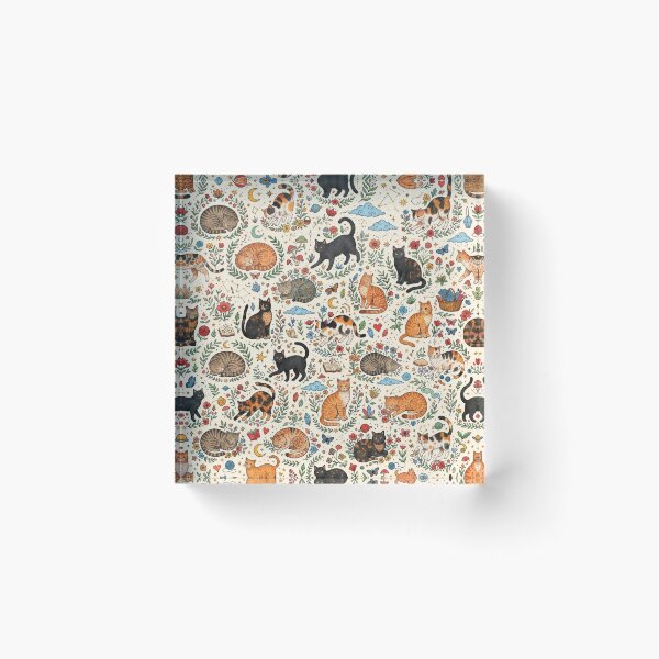 Item preview, Cute Vintage Cat Folk Art Pattern designed and sold by Iampoji.