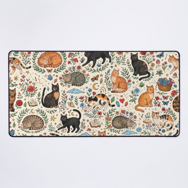 Item preview, Cute Vintage Cat Folk Art Pattern designed and sold by Iampoji.