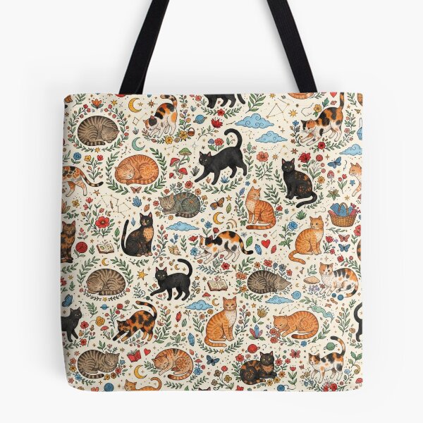 Item preview, Cute Vintage Cat Folk Art Pattern designed and sold by Iampoji.