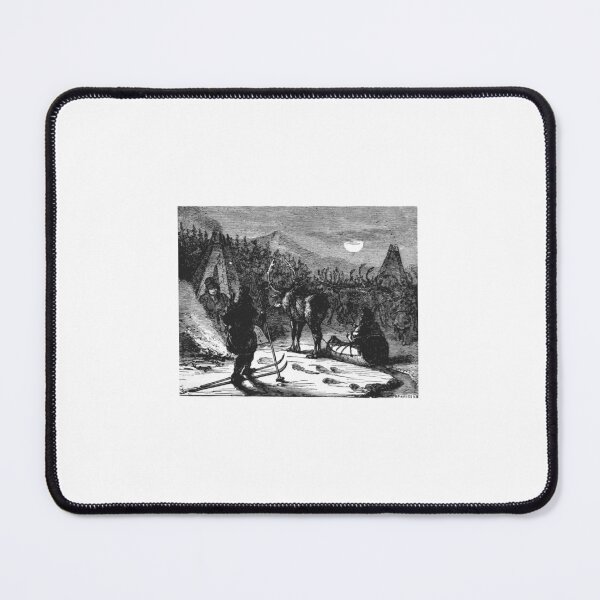 Item preview, Vintage Arctic Reindeer Sledding Lithograph designed and sold by Antique Science Press.