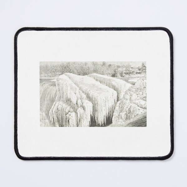 Item preview, Vintage Frozen Waterfall Winter Landscape Engraving designed and sold by Antique Science Press.