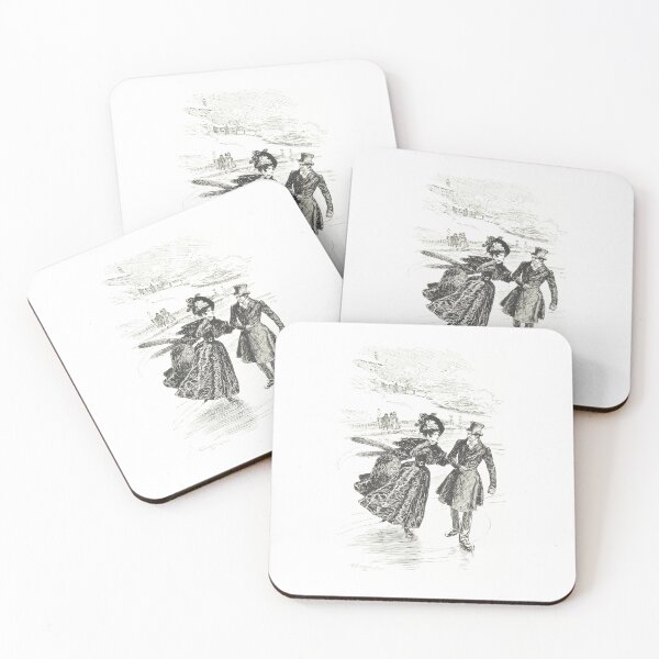Item preview, Vintage Victorian Ice Skating Couple Illustration designed and sold by Antique Science Press.
