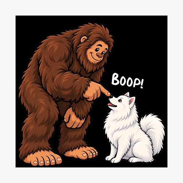 Item preview, Bigfoot and American Eskimo Boop Fun Design Sasquatch designed and sold by rafaeltto.