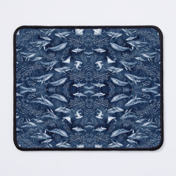 Item preview, Monochrome blue watercolour shark ocean pattern fishing Humor designed and sold by ArtDesignTp.
