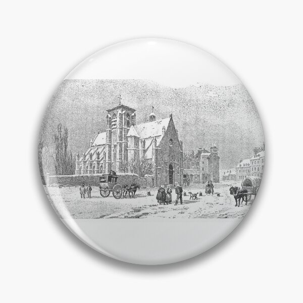 Item preview, Vintage Winter Village Church Lithograph designed and sold by Antique Science Press.