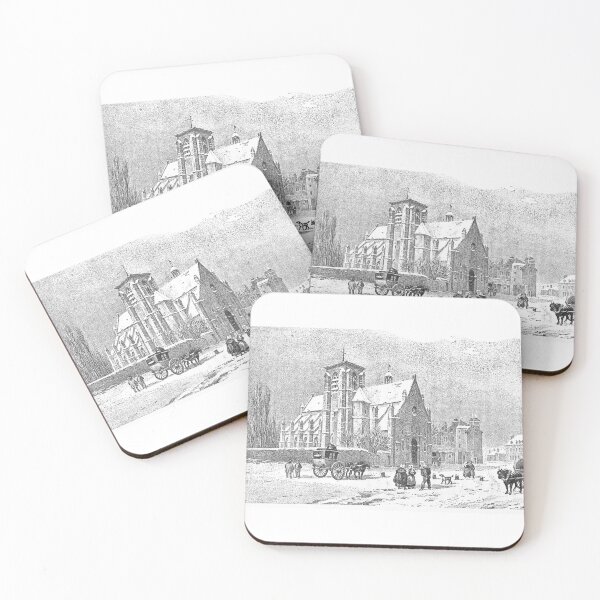 Item preview, Vintage Winter Village Church Lithograph designed and sold by Antique Science Press.