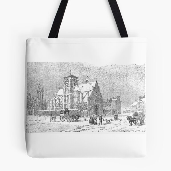 Item preview, Vintage Winter Village Church Lithograph designed and sold by Antique Science Press.
