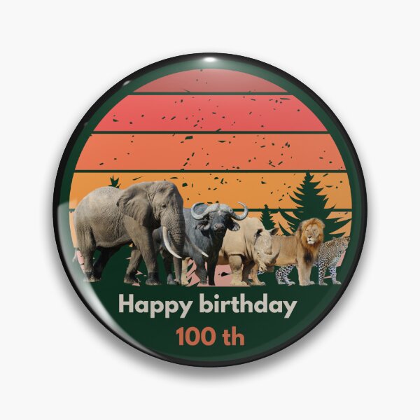 Item preview, Big Five Safari Sunset 100th Birthday - African Wildlife Retro Design designed and sold by Weather gifts .