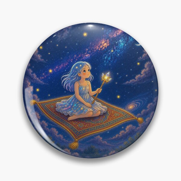 Item preview, Starry Flight: Magical Anime Girl on Flying Carpet designed and sold by Breezes-of-Ida.