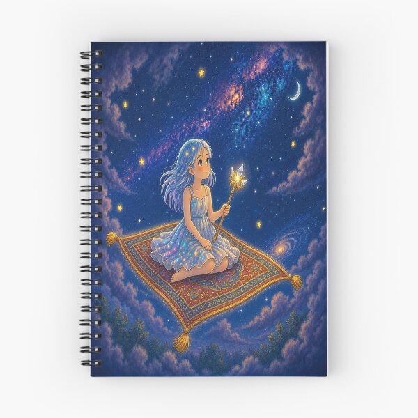 Item preview, Starry Flight: Magical Anime Girl on Flying Carpet designed and sold by Breezes-of-Ida.
