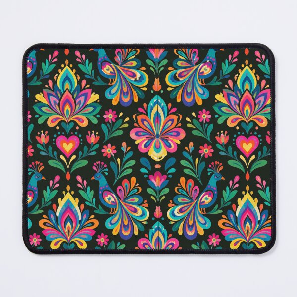 Item preview, Colorful Peacock Folk Art Pattern – Boho Psychedelic Floral Design designed and sold by Adela80.