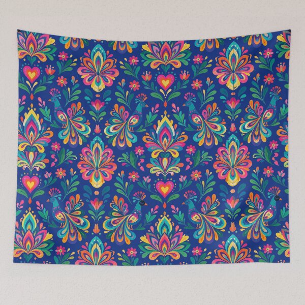 Item preview, Colorful Peacock Folk Art Pattern – Boho Psychedelic Floral Design designed and sold by Adela80.