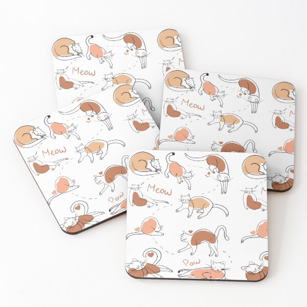 Item preview, Playful Cats Collection - Cute Kitten Poses with Meow & Pow Minimalist Line Art designed and sold by Elite Wall Art.