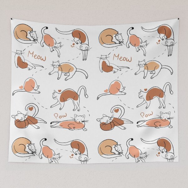 Item preview, Playful Cats Collection - Cute Kitten Poses with Meow & Pow Minimalist Line Art designed and sold by Elite Wall Art.