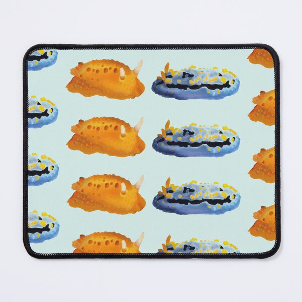 Item preview, Nudibranch duo - orange and blue sea slug - blue background designed and sold by Poulpimousse.