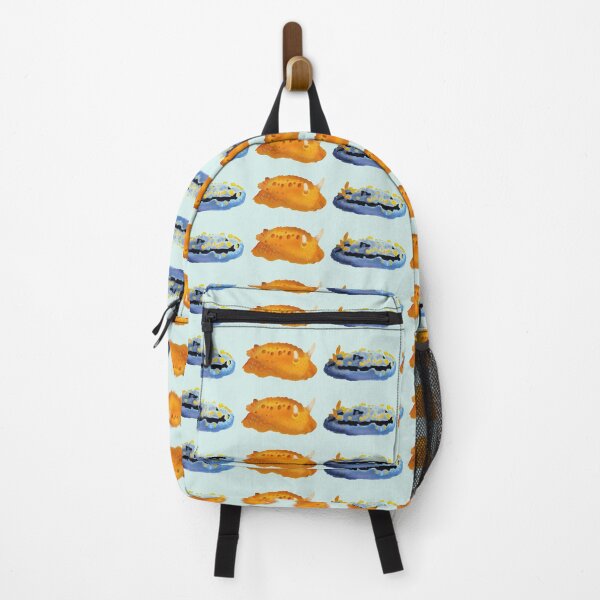 Item preview, Nudibranch duo - orange and blue sea slug - blue background designed and sold by Poulpimousse.