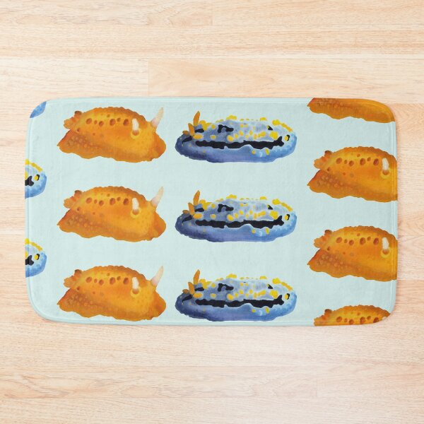Item preview, Nudibranch duo - orange and blue sea slug - blue background designed and sold by Poulpimousse.
