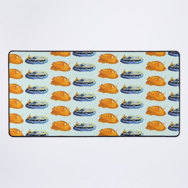 Item preview, Nudibranch duo - orange and blue sea slug - blue background designed and sold by Poulpimousse.