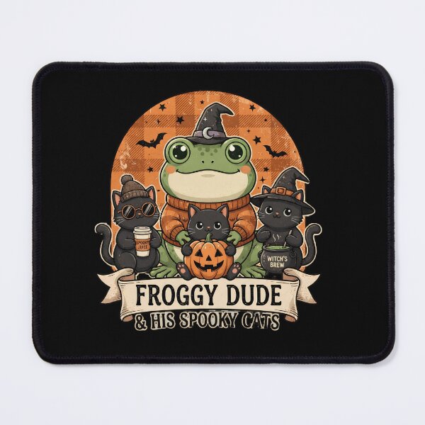Item preview, Froggy Dude and His Spooky Cats Cute Retro Fall Aesthetic Classic T-Shirt designed and sold by Basma Designs | Retro, Kawaii Shirts & Stickers.