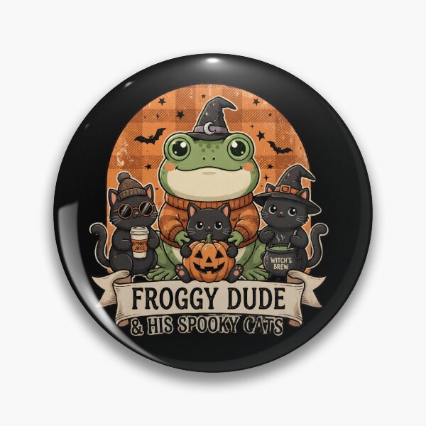 Item preview, Froggy Dude and His Spooky Cats Cute Retro Fall Aesthetic Classic T-Shirt designed and sold by Basma Designs | Retro, Kawaii Shirts & Stickers.