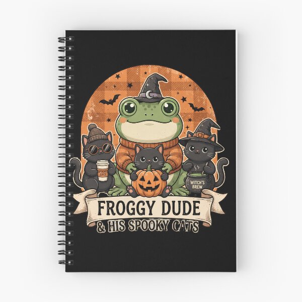 Item preview, Froggy Dude and His Spooky Cats Cute Retro Fall Aesthetic Classic T-Shirt designed and sold by Basma Designs | Retro, Kawaii Shirts & Stickers.