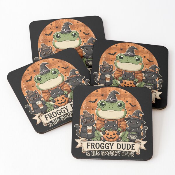 Item preview, Froggy Dude and His Spooky Cats Cute Retro Fall Aesthetic Classic T-Shirt designed and sold by Basma Designs | Retro, Kawaii Shirts & Stickers.