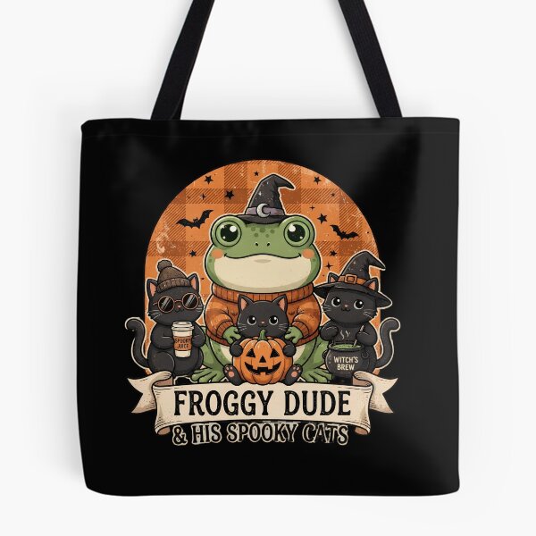 Item preview, Froggy Dude and His Spooky Cats Cute Retro Fall Aesthetic Classic T-Shirt designed and sold by Basma Designs | Retro, Kawaii Shirts & Stickers.