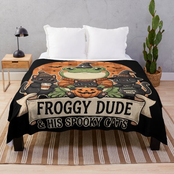 Item preview, Froggy Dude and His Spooky Cats Cute Retro Fall Aesthetic Classic T-Shirt designed and sold by Basma Designs | Retro, Kawaii Shirts & Stickers.