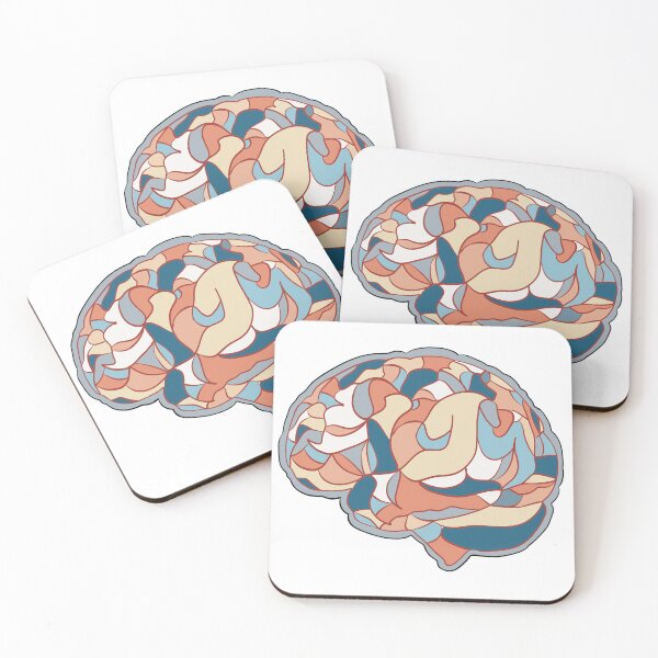 Item preview, Peach & Blue Brain - Abstract Anatomy Mosaic Art designed and sold by iampaulmorris.