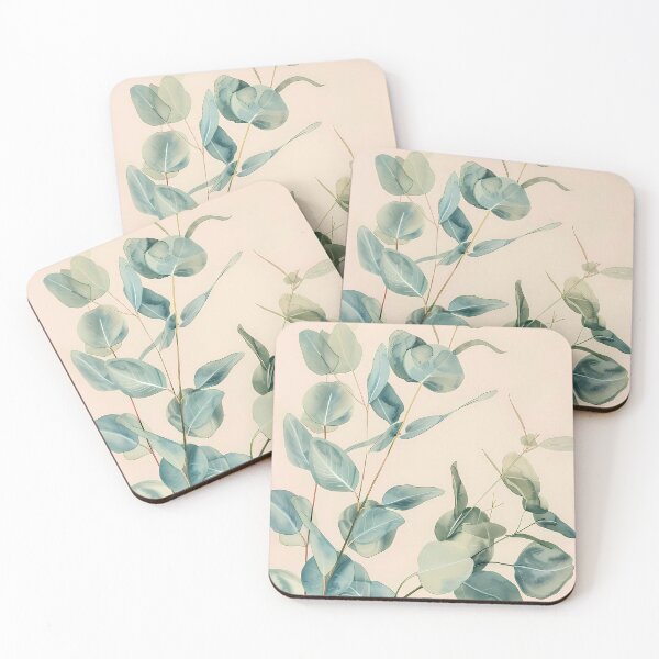 Item preview, Soft Watercolor Eucalyptus Branches on Blush Pink designed and sold by Artdavesalzburg.