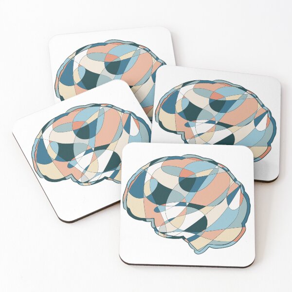 Item preview, Teal & Peach Brain - Abstract Anatomy Mosaic Art designed and sold by iampaulmorris.