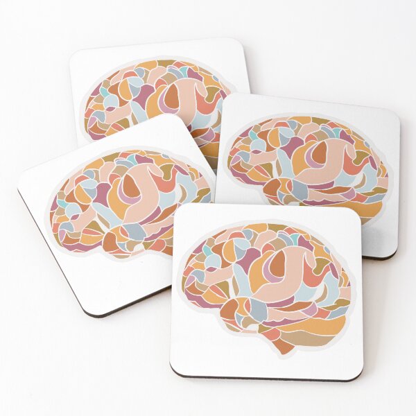 Item preview, Orange & Pink Brain - Abstract Anatomy Mosaic Art designed and sold by iampaulmorris.