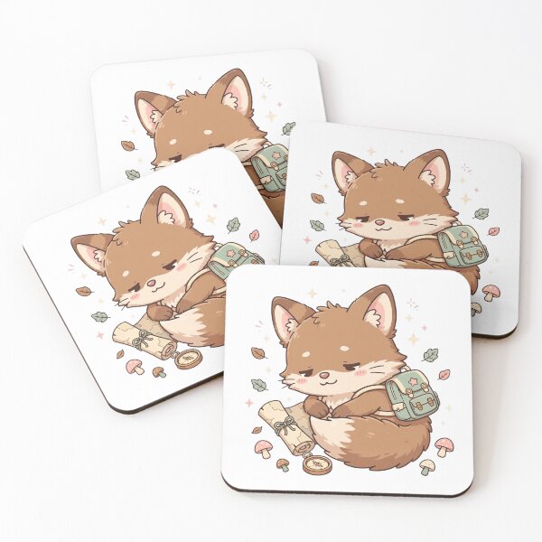 Item preview, Cute Sleepy Fox Adventurer with Backpack, Map & Compass | Kawaii Autumn Woodland Design designed and sold by dalilashops.