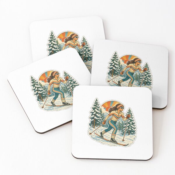 Item preview, Cross Country Skiing Gift - Retro 70s designed and sold by RedRubyBubble.