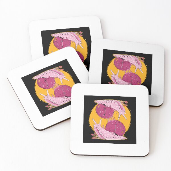 Item preview, Cute Pink Snails on Yellow Moon Art designed and sold by DRP-art.